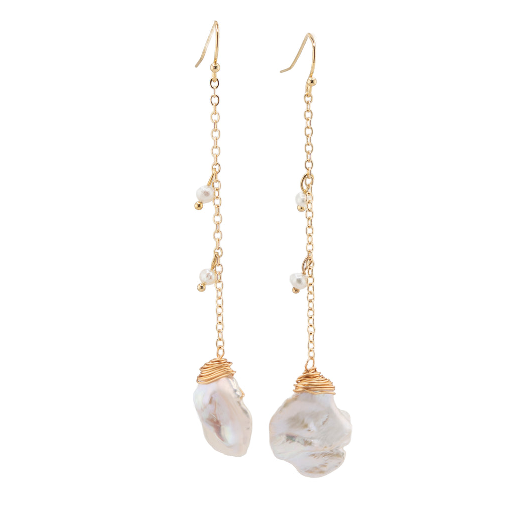 Hoku Keshi Pearl Dangle Earrings