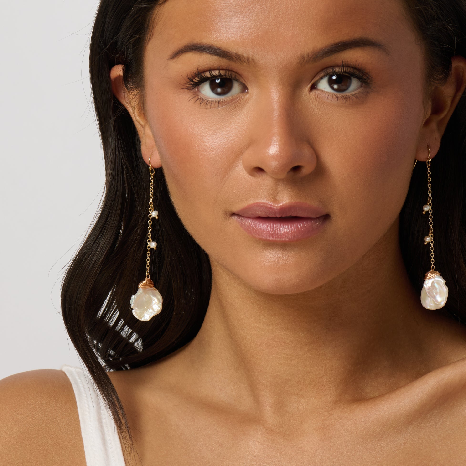 Hoku Keshi Pearl Dangle Earrings