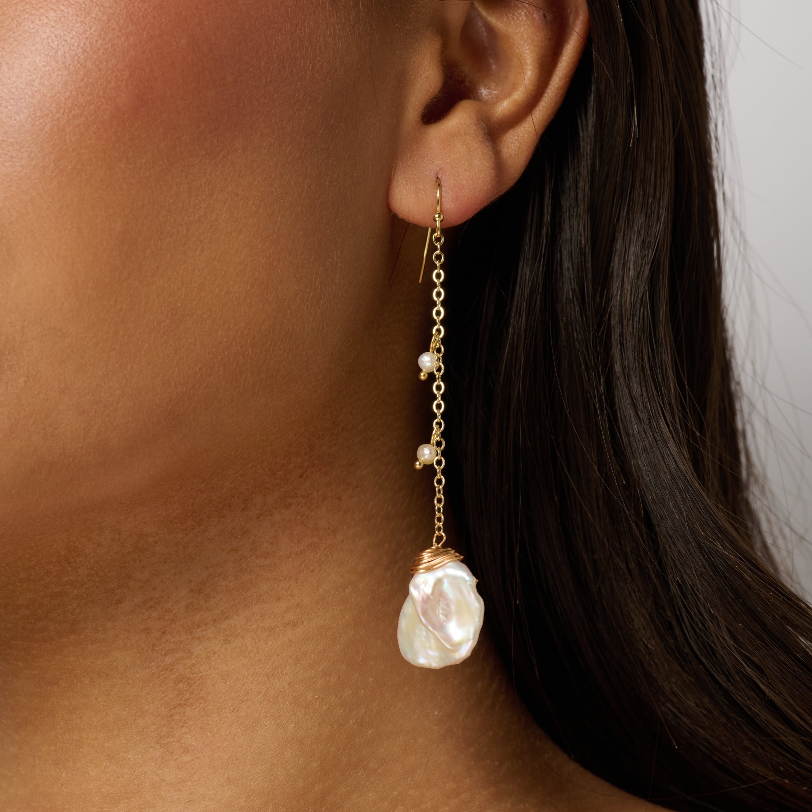 Hoku Keshi Pearl Dangle Earrings
